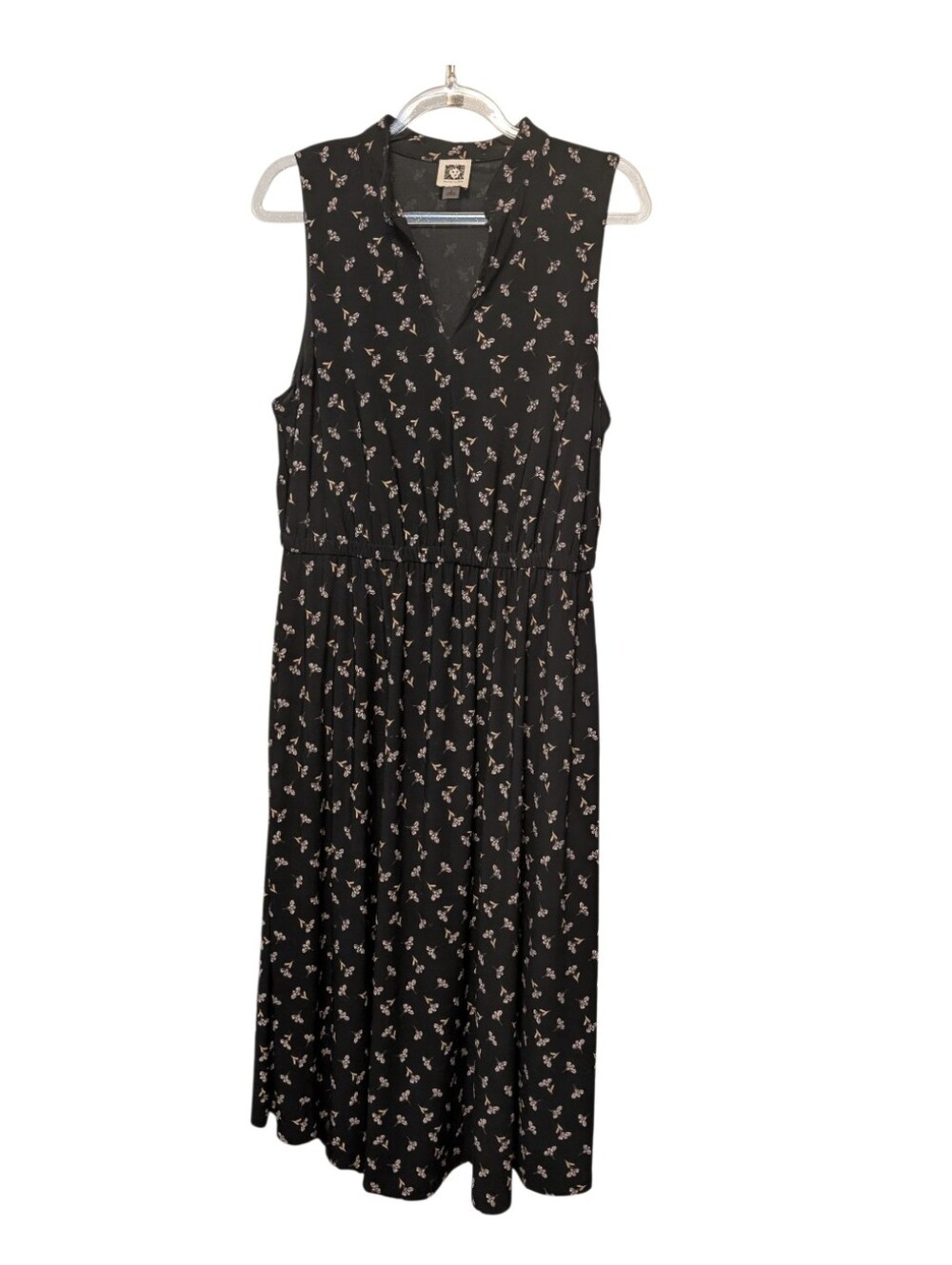 Anne Klein Black Floral Midi Dress